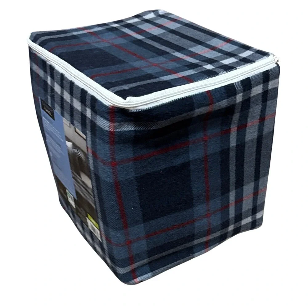 Cuddl Duds Blue and Red Plaid Flannel King Sheet Set Winter Fall GIFT NWT